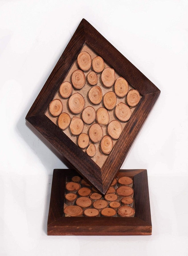 Hashcart Wooden Coasters for Coffee Table/Dining Table - Engagement Party Coasters (Set of 2) - Image 2